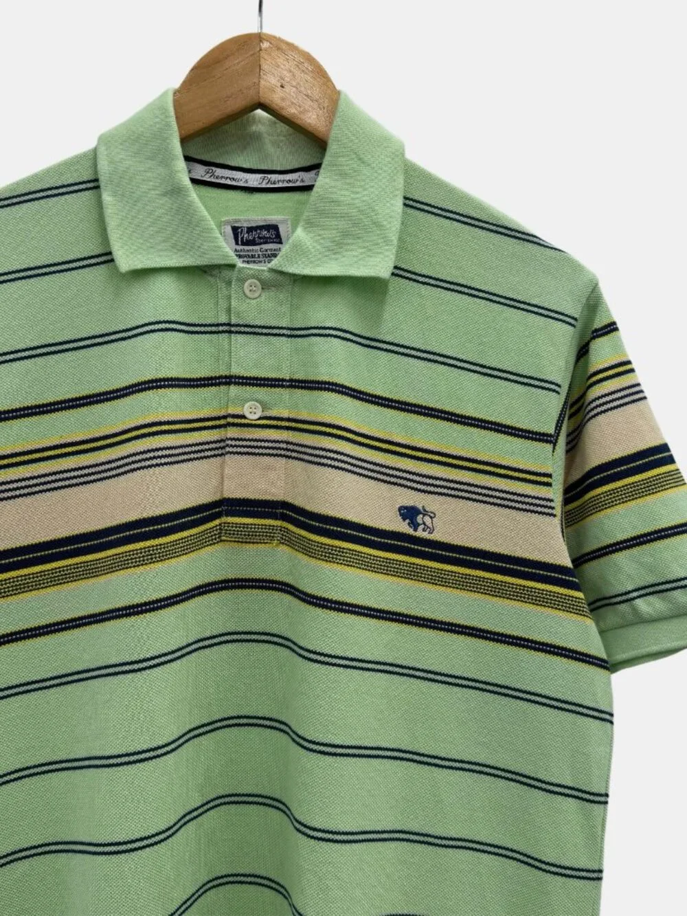 Mint Green Multi-Stripe Cotton Polo Shirt - Picture 3 of 3